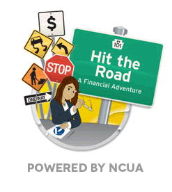 NCUA Hit the Road financial education game logo