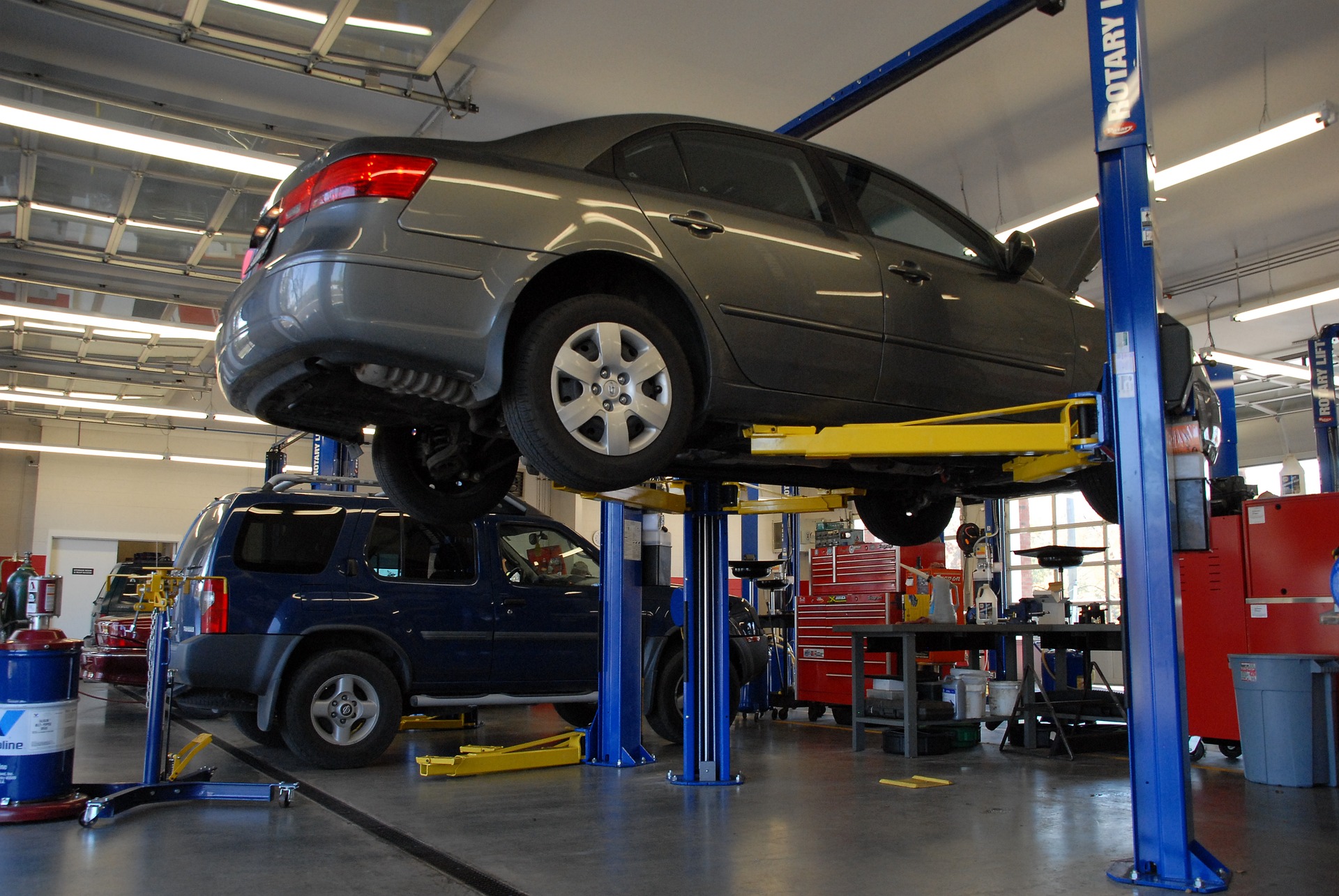 Photo of vehicle being service in repair shop